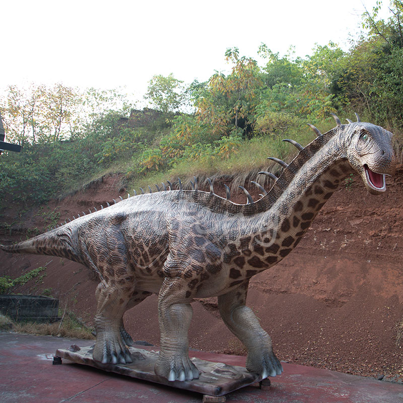 Amusement park remotely controlled animatronic dinosaur amargasaurus