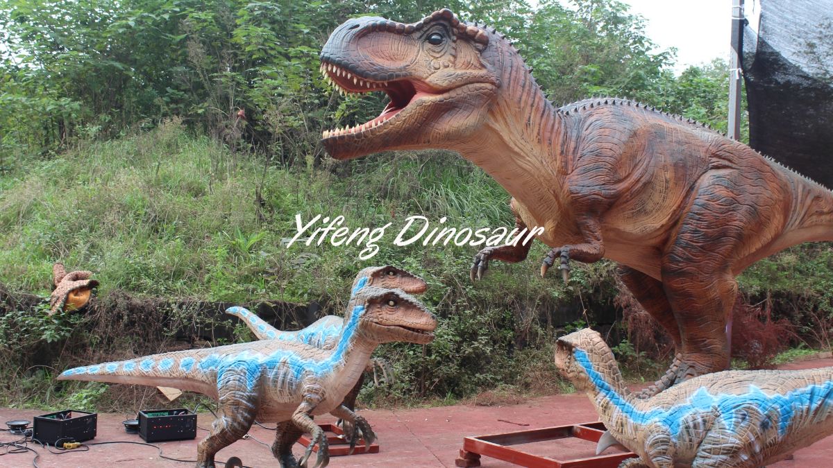 Animatronic Tyrannosaurus Rex Blue Velociraptor Group Moving Dinosaurs for Sale